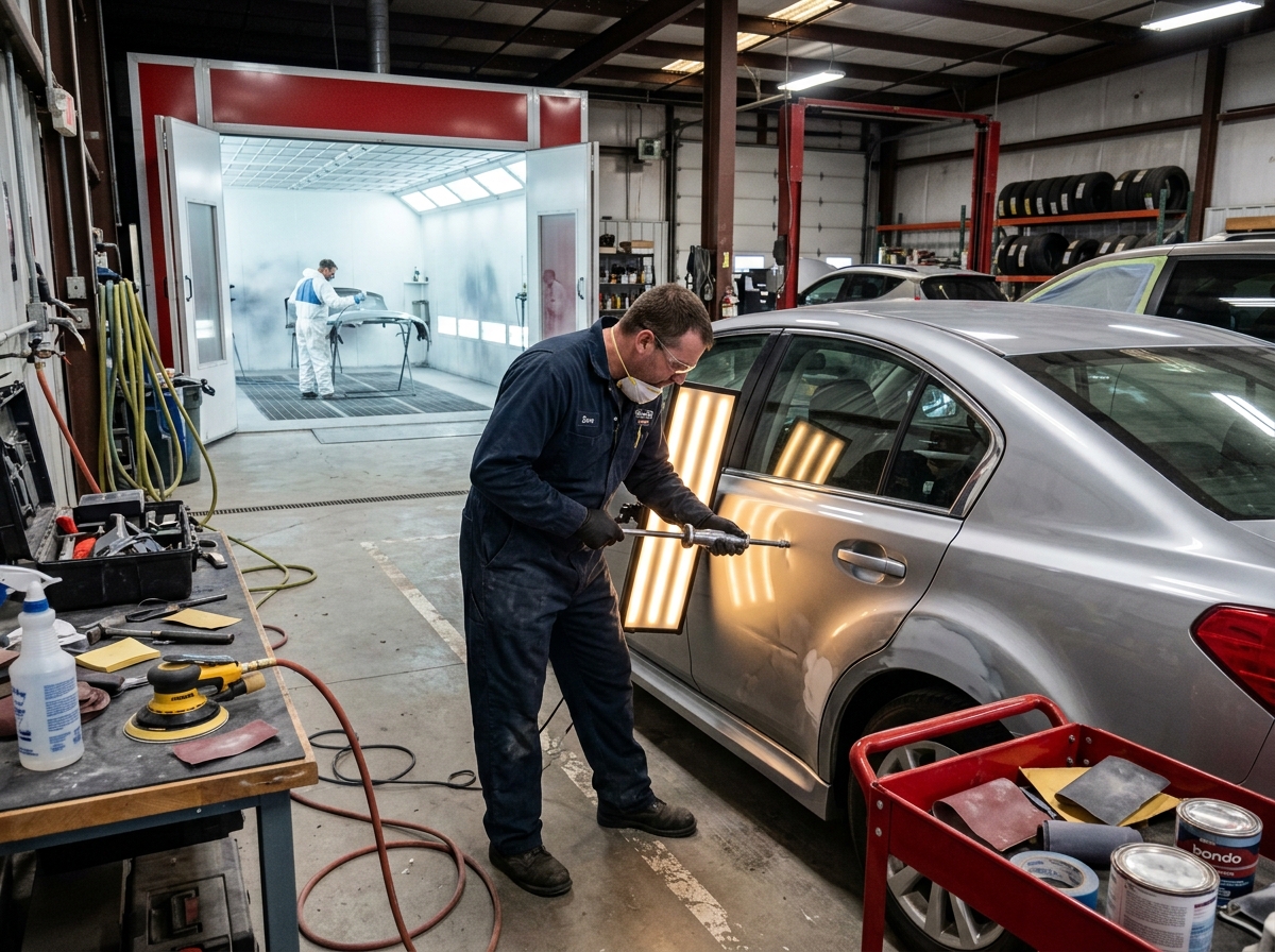 Accidental denting and spray paint booth work at Bhagirathi Motors